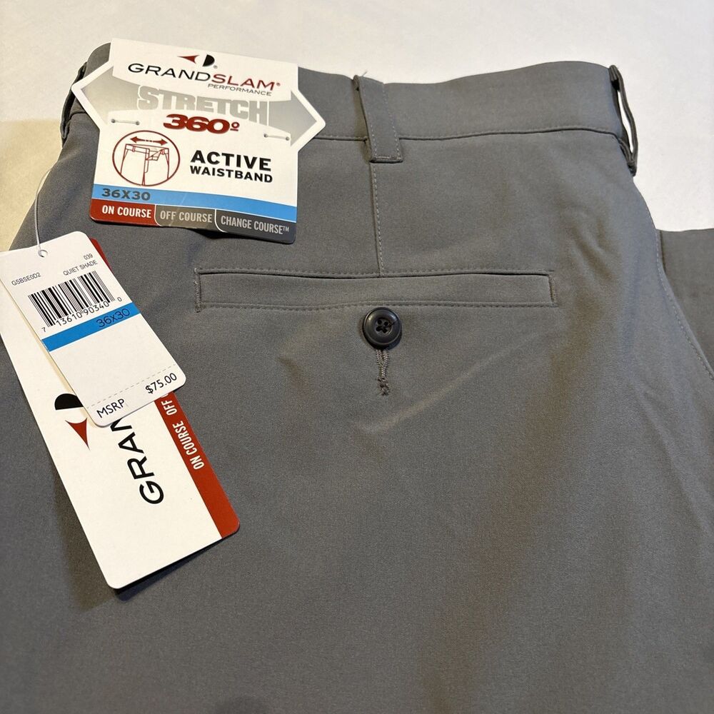 Grand Slam Pants Mens Sz 36x30 Golf Performance 5 Pocket Stretch Black New tags